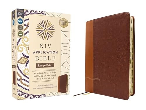 NIV Application Bible, Large Print, Leathersoft, Brown, Red Letter, Thumb Indexed, Comfort Print Bringing the Ancient Message of the Bible Into Your World — Zondervan