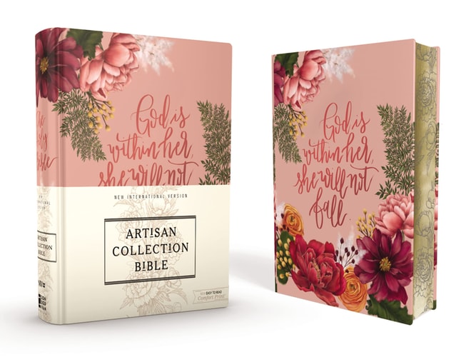 NIV, Artisan Collection Bible, Women’s Bible with Journaling Space, Cloth Over Board, Pink Floral, Designed Edges Under Gilding, Red Letter, Comfort Print — Zondervan