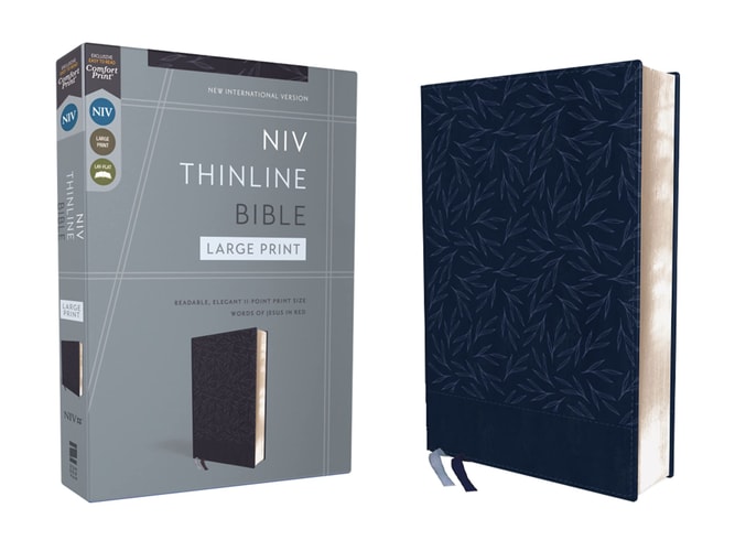 NIV, Thinline Bible, Large Print, Leathersoft, Navy, Red Letter, Comfort Print — Zondervan