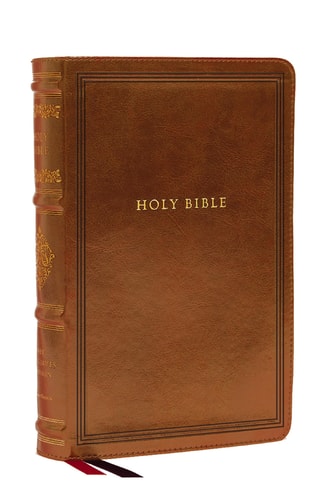 NKJV Large Print Reference Bible, Brown Leathersoft, Red Letter, Comfort Print (Sovereign Collection) Holy Bible, New King James Version — Thomas Nelson