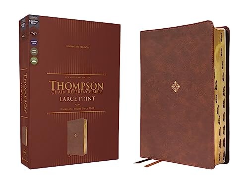 NKJV, Thompson Chain-Reference Bible, Large Print, Leathersoft, Brown, Red Letter, Thumb Indexed, Comfort Print — Zondervan