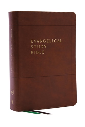 Evangelical Study Bible Christ-Centered. Faith-Building. Mission-focused. (NKJV, Brown Leathersoft, Red Letter, Large Comfort Print) — Thomas Nelson