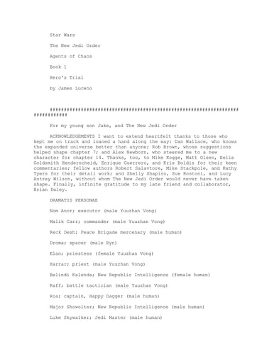 Hero’s Trial: Star Wars Legends Agents of Chaos, Book I — James Luceno