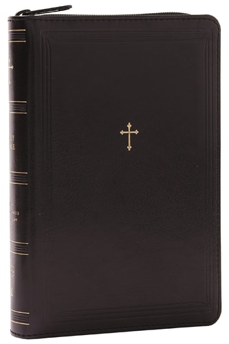 NKJV Compact Paragraph-Style Bible W/ 43,000 Cross References, Black Leathersoft with Zipper, Red Letter, Comfort Print Holy Bible, New King James Version — Thomas Nelson