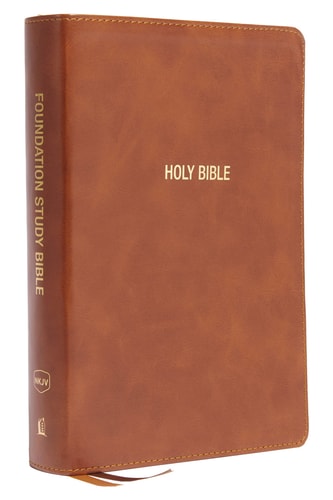 NKJV Foundation Study Bible, Large Print, Red Letter, Thumb Indexed, Comfort Print [Brown] — Thomas Nelson