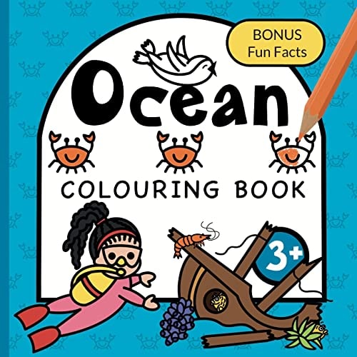 Colouring Book Ocean For Children Whales, Sharks, Turtles and Sunken Ships for Boys & Girls to Colour Ages 3+ — Fairywren Publishing
