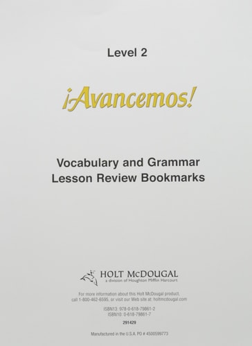 Holt McDougal ¡Avancemos! 2/dos — Estella Marie Gahala