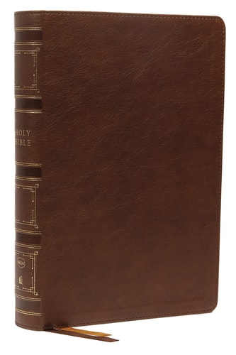 NKJV Single-Column Wide-Margin Reference Bible Red Letter Edition [Thumb Indexed, Brown] — Thomas Nelson