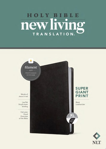 NLT Super Giant Print Bible, Filament-Enabled Edition (Leatherlike, Black, Indexed, Red Letter) — Tyndale
