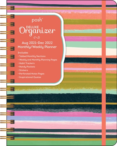 Posh: Deluxe Organizer 17-Month 2021-2022 Monthly/Weekly Planner Calendar: Brushstroke Stripe — Andrews McMeel Publishing