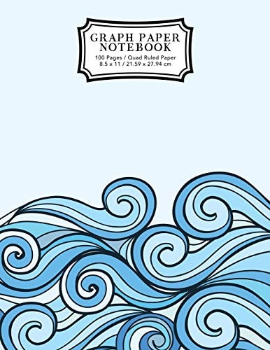 Graph Paper Notebook Blue Waves Drawing- Grid Paper Composition Notebook, Graphing Paper, Quad Ruled — Young Dreamers Press