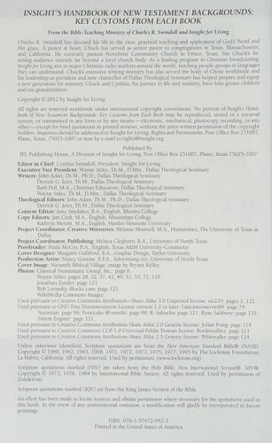 Insight’s Handbook of New Testament Backgrounds Key Customs from Each Book — Charles R. Swindoll