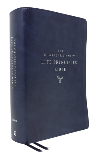NIV Charles F. Stanley Life Principles Bible, 2nd Edition, Leathersoft, Comfort Print Holy Bible [Blue] — Thomas Nelson
