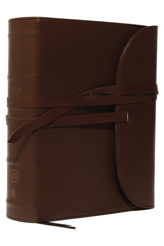 NKJV, Journal the Word Bible, Large Print, Premium Leather, Brown, Red Letter Edition Reflect, Journal, Or Create Art Next to Your Favorite Verses — Thomas Nelson