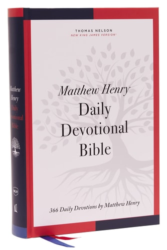NKJV, Matthew Henry Daily Devotional Bible, Hardcover, Red Letter, Thumb Indexed, Comfort Print 366 Daily Devotions by Matthew Henry — Thomas Nelson
