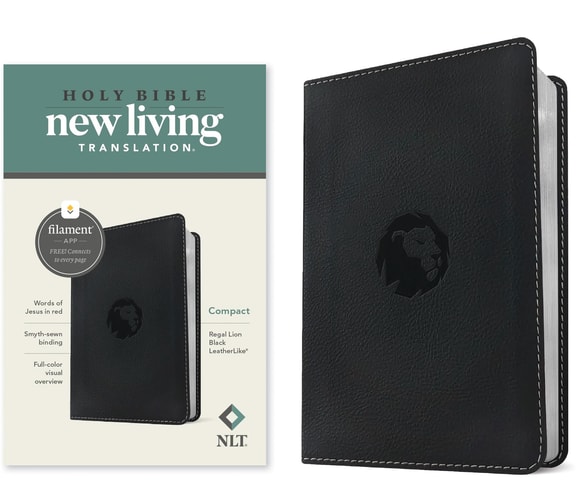 NLT Compact Bible, Filament-Enabled Edition (Leatherlike, Regal Lion Black, Red Letter) — Tyndale