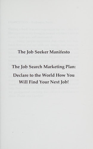 The Job Seeker Manifesto The Job Search Marketing Plan — Katherine Burik
