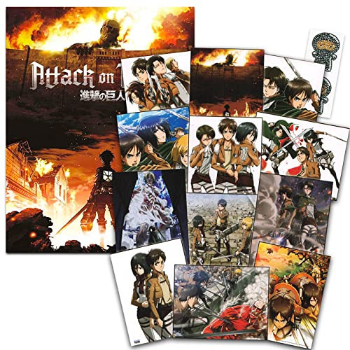 Attack on Titan Poster Book Bundle Set ~ 12 Attack on Titan Manga Wall Art Posters Plus Ninja Stickers (Attack on Titans Room Decorations) — Attack on Titan Manga