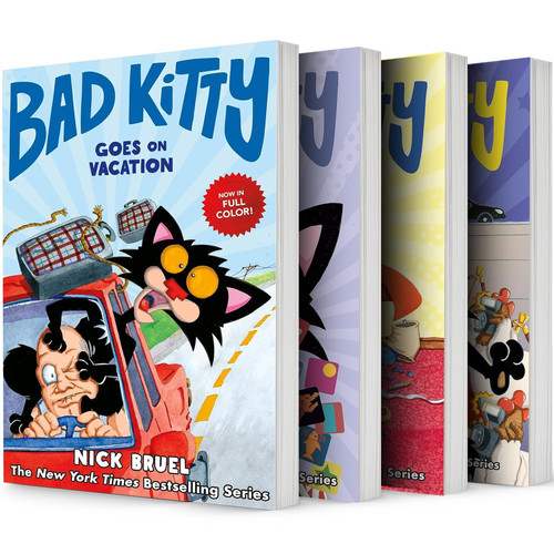 Bad Kitty Graphic Novel Series 4 Books Set by Nick Bruel – Bad Kitty Goes On Vacation, Bad Kitty Gets a Phone, Bad Kitty: Supercat, and Bad Kitty Makes a Movie — Nick Bruel