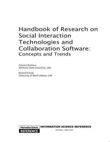 Handbook of Research on Social Interaction Technologies and Collaboration Software — Tatyana Dumova