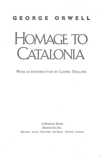 Homage To Catalonia — George Orwell