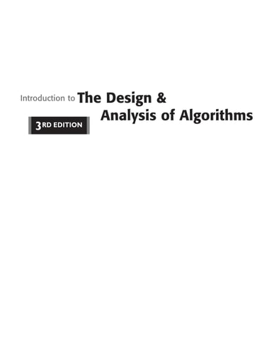 Introduction to the Design & Analysis of Algorithms — Anany Levitin
