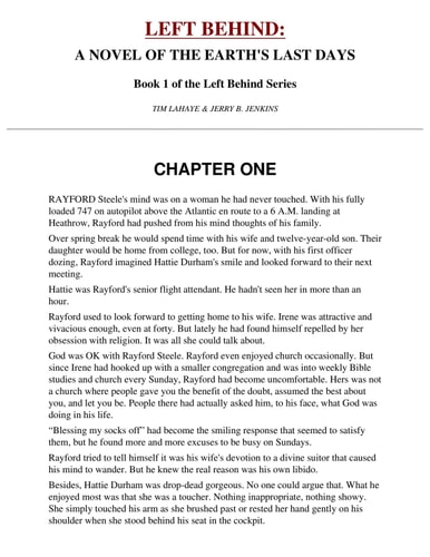 Left Behind A Novel of the Earth’s Last Days — Tim LaHaye