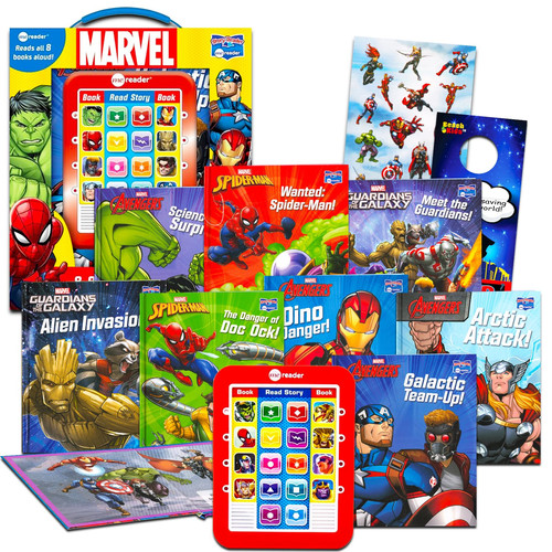Marvel Avengers Read Along Sound Book Bundle – Deluxe Avengers Book Set with 8 Storybooks with Sound Buttons Plus Stickers and Door Hanger (Avengers Books for Kids) — PI Kids