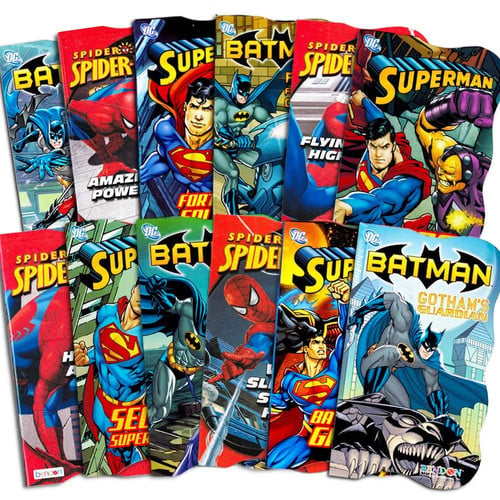 Super Hero Board Books Ultimate Bundle Set Toddlers Kids — 12 Shaped Board Books Featuring Batman, Superman, Spiderman and More — Books for Toddlers