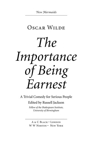 The Importance of Being Earnest — Oscar Wilde