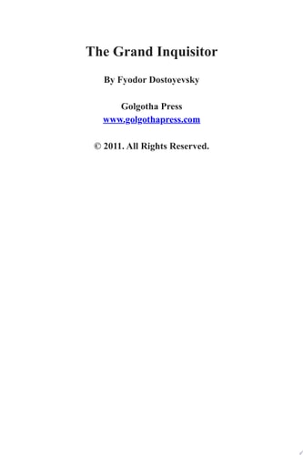 The Grand Inquisitor (Annotated with Biography) — Fyodor Dostoyevsky